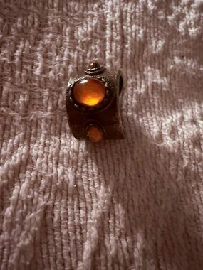Bohemian Amber Glass Cabochon Statement Ring - Women's Jewelry One size